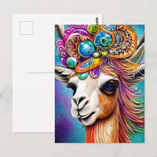 Colorful Jeweled Llama Briefkaart (Voorkant / Achterkant)