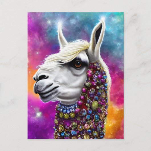 Colorful Jeweled Llama-Briefkaart Briefkaart (Voorkant)