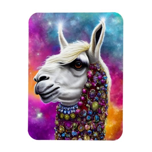 Colorful Jeweled Llama Magneet (Verticaal)