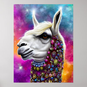 Colorful Jeweled Llama Poster