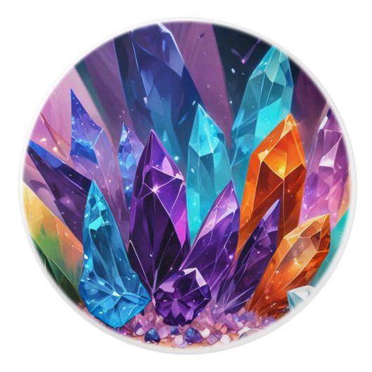 Colorful Jewels Amethyst Crystals Ceramic Knob Keramische Knop (Voorkant)