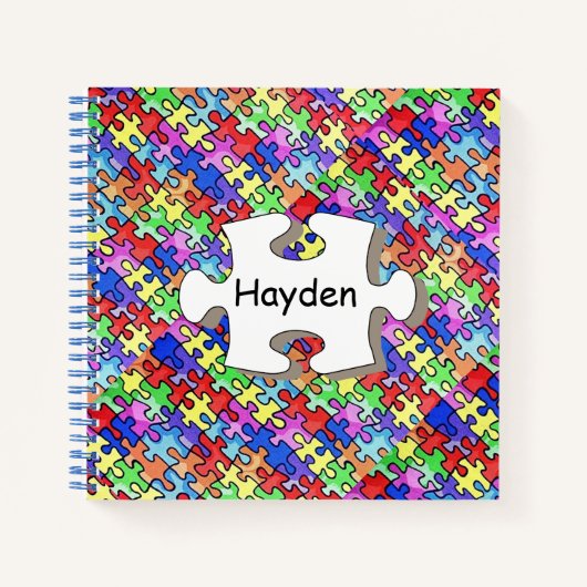 Colorful Jigsaw Puzzle Pattern Personalised Notitieboek (Voorkant)