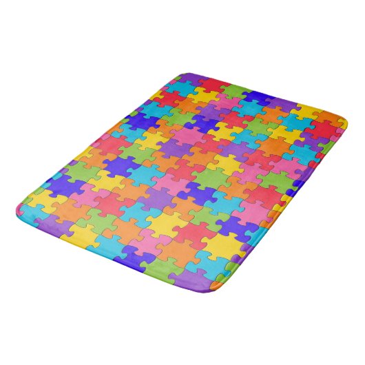 Colorful Jigzaag Puzzle Badmat (Gekanteld)