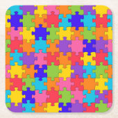 Colorful Jigzaag Puzzle Kartonnen Onderzetters (Voorkant)