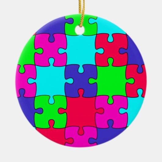Colorful Jigzaag Puzzle Keramisch Ornament (Voorkant)