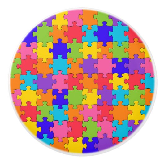 Colorful Jigzaag Puzzle Keramische Knop (Voorkant)