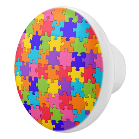 Colorful Jigzaag Puzzle Keramische Knop (Rechts)