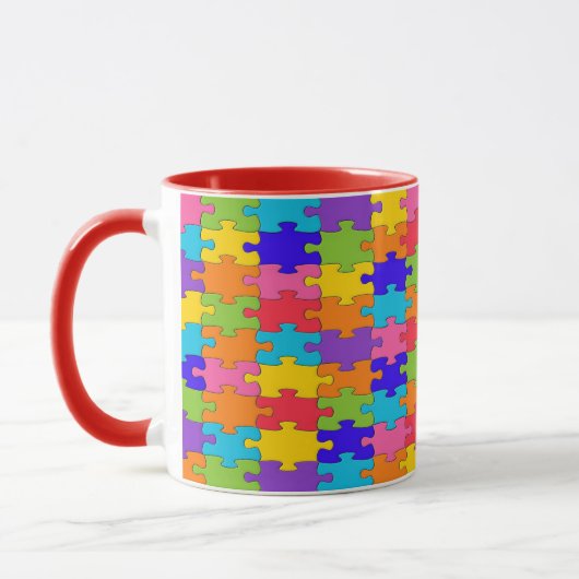Colorful Jigzaag Puzzle Mok (Links)