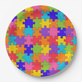 Colorful Jigzaag Puzzle Papieren Bordje (Voorkant)