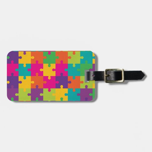 Colorful Jigzaag Puzzle Pattern Bagagelabel (Voorkant horizontaal)