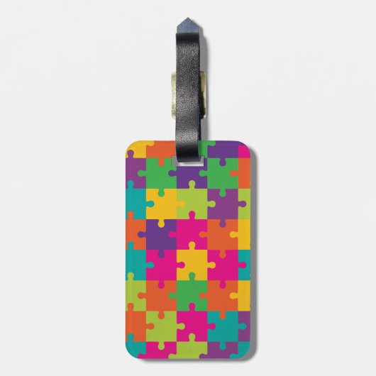 Colorful Jigzaag Puzzle Pattern Bagagelabel (Achterkant verticaal)