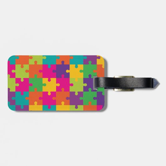 Colorful Jigzaag Puzzle Pattern Bagagelabel (Achterkant horizontaal)