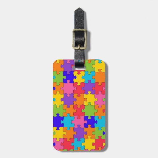 Colorful Jigzaag Puzzle Pattern Bagagelabel (Voorkant verticaal)