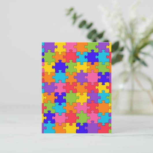 Colorful Jigzaag Puzzle Pattern Briefkaart (Staand voorkant)