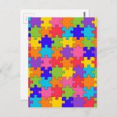 Colorful Jigzaag Puzzle Pattern Briefkaart (Voorkant / Achterkant)