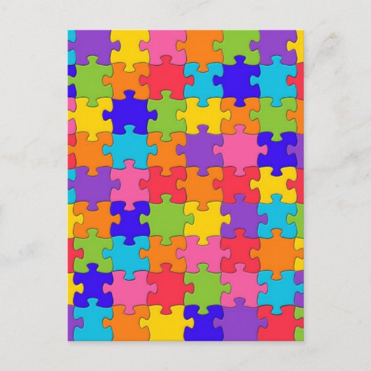 Colorful Jigzaag Puzzle Pattern Briefkaart (Voorkant)
