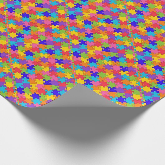Colorful Jigzaag Puzzle Pattern Cadeaupapier (Hoek)