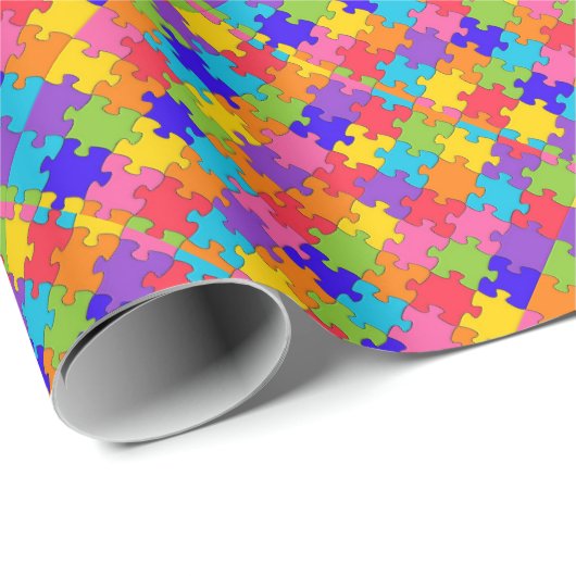 Colorful Jigzaag Puzzle Pattern Cadeaupapier (Rol Hoek)