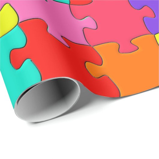 Colorful Jigzaag Puzzle Pattern Cadeaupapier (Rol Hoek)