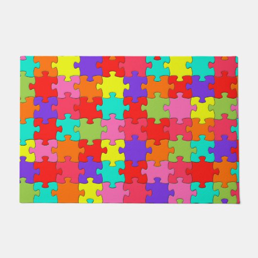 Colorful Jigzaag Puzzle Pattern Deurmat (Voorkant)