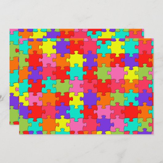 Colorful Jigzaag Puzzle Pattern Kaart (Voorkant / Achterkant)