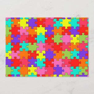 Colorful Jigzaag Puzzle Pattern Kaart