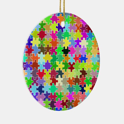 Colorful Jigzaag Puzzle Pattern Keramisch Ornament (Rechts)