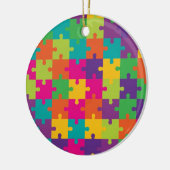 Colorful Jigzaag Puzzle Pattern Keramisch Ornament (Links)