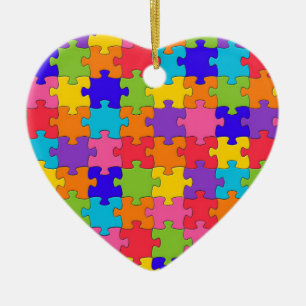Colorful Jigzaag Puzzle Pattern Keramisch Ornament