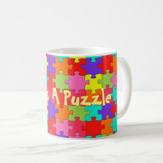 Colorful Jigzaag Puzzle Pattern Koffiemok (Voorkant rechts)