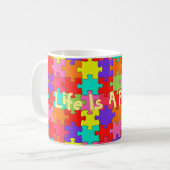 Colorful Jigzaag Puzzle Pattern Koffiemok (Voorkant links)