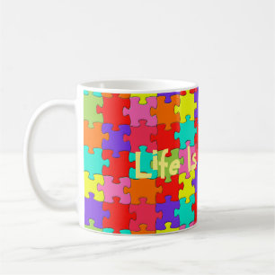 Colorful Jigzaag Puzzle Pattern Koffiemok