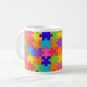 Colorful Jigzaag Puzzle Pattern Koffiemok (Voorkant links)