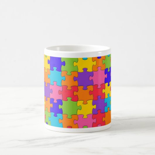 Colorful Jigzaag Puzzle Pattern Koffiemok (Center)