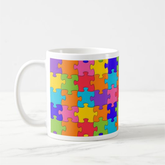 Colorful Jigzaag Puzzle Pattern Koffiemok (Links)