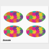 Colorful Jigzaag Puzzle Pattern Ovale Sticker (Vel)