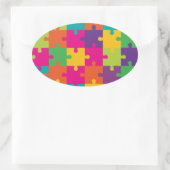 Colorful Jigzaag Puzzle Pattern Ovale Sticker (Tas)