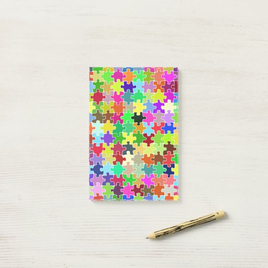 Colorful Jigzaag Puzzle Pattern Post-it® Notes (Op bureau)