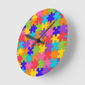 Colorful Jigzaag Puzzle Pattern Ronde Klok (Hoek)