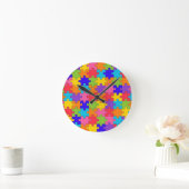 Colorful Jigzaag Puzzle Pattern Ronde Klok (Huis)