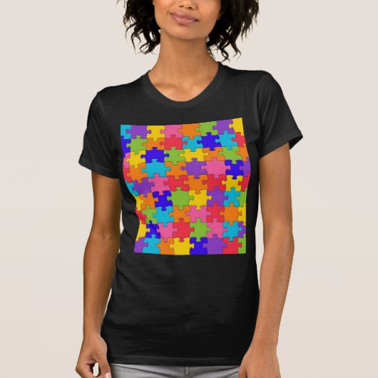 Colorful Jigzaag Puzzle Pattern T-shirt (Voorkant)