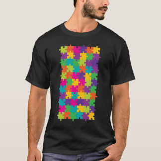 Colorful Jigzaag Puzzle Pattern T-shirt