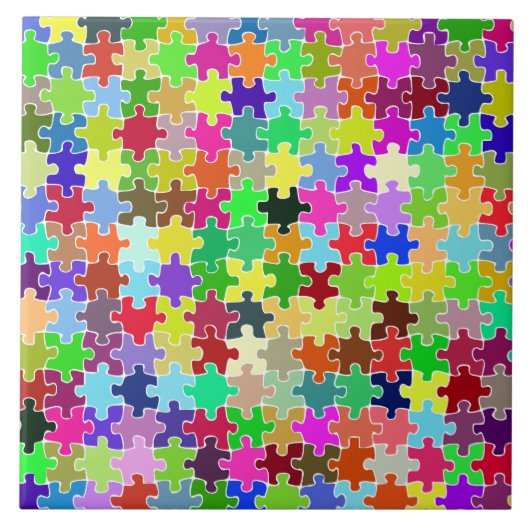 Colorful Jigzaag Puzzle Pattern Tegeltje (Voorkant)
