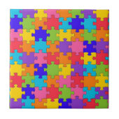 Colorful Jigzaag Puzzle Pattern Tegeltje (Voorkant)