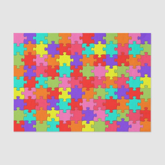 Colorful Jigzaag Puzzle Pattern Tissuepapier (Voorkant)