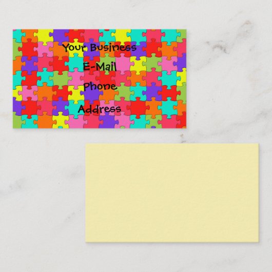 Colorful Jigzaag Puzzle Pattern Visitekaartje (Voorkant / Achterkant)