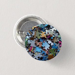 Colorful Jigzaag Puzzle Pieces 2 Ronde Button 3,2 Cm