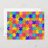 Colorful Jigzaag Puzzle Pieks Happy Puzzler Briefkaart (Voorkant / Achterkant)