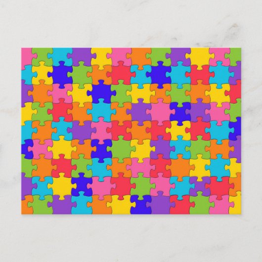 Colorful Jigzaag Puzzle Pieks Happy Puzzler Briefkaart (Voorkant)