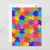 Colorful Jigzaag Puzzle Pieks Happy Puzzler Briefkaart (Voorkant / Achterkant)